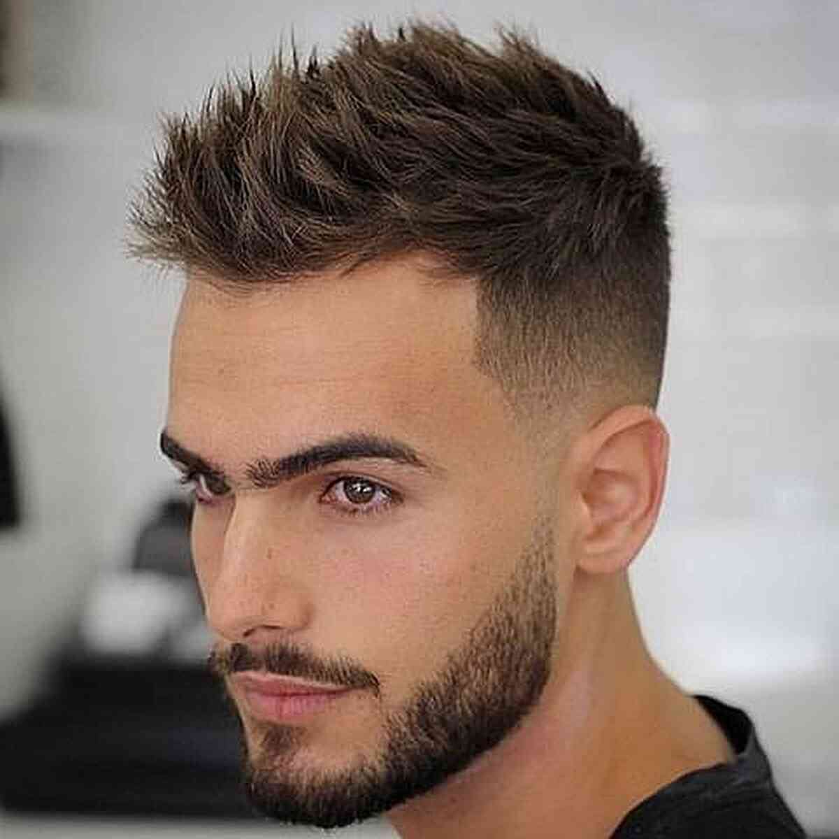 Short textured crop in dark blonde with fade