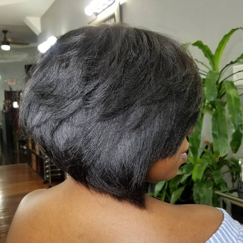 Graduated bob with a full back and tapered front.